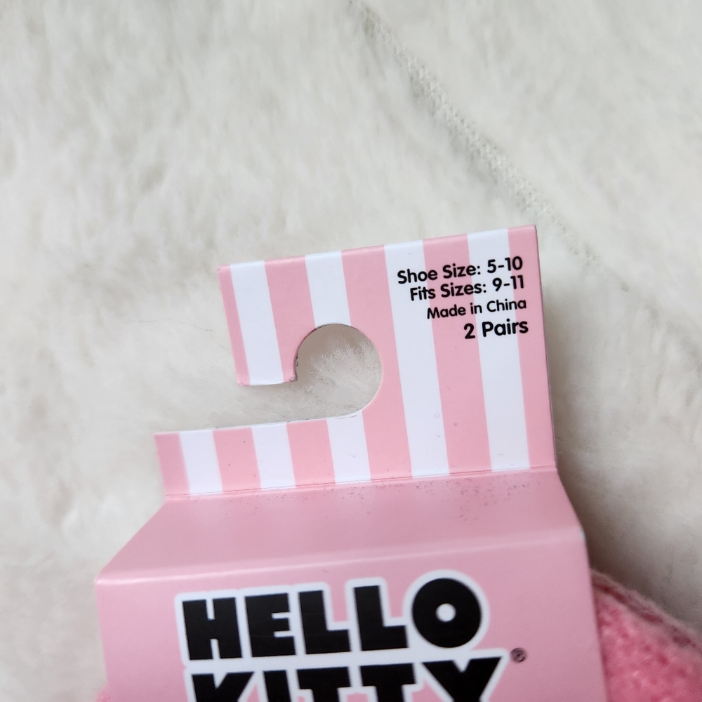 NWT Sanrio Hello Kitty Pink Stripe Cozy Crew Socks – 2 Pair Set - Picture 7 of 8